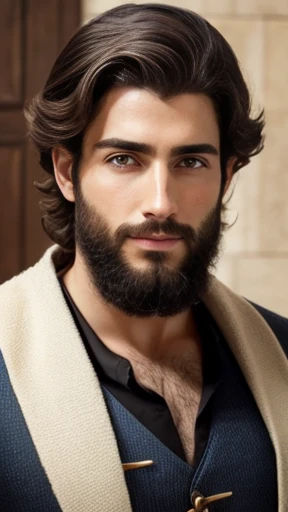  A biblical Jewish man with stylish hair, focus on the face 