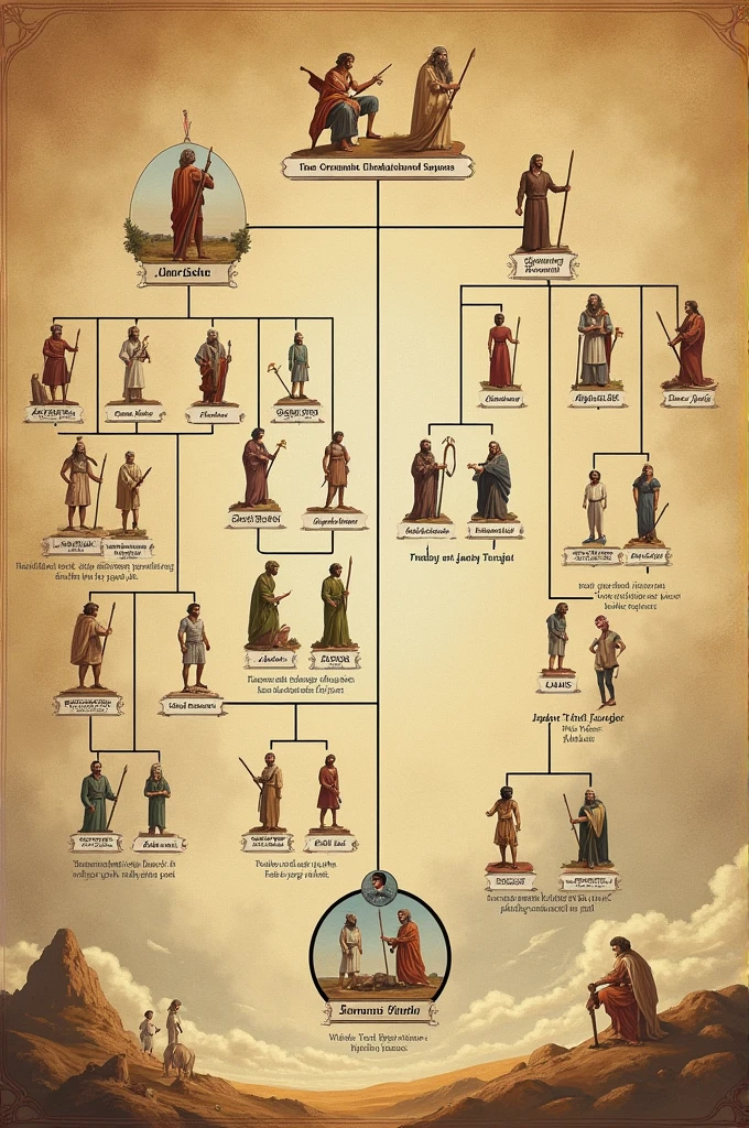 Create a family tree from Abraham to the sons of Jacob Aslo from Abraham to the sons of Jacob please 