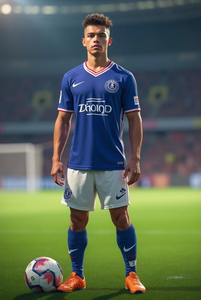 Joueur de foot lyonnais de 17ans Taille : 1m86 Poids : 68kg physique : Visage : normal Carnation : métisse Yeux : marrons Sourcils : peu epais Nez : petit Bouche : normale Pommettes et mâchoire : carrés Menton : normal Oreilles : normal Cheveux : mid taper noir Pilosité : légère moustache