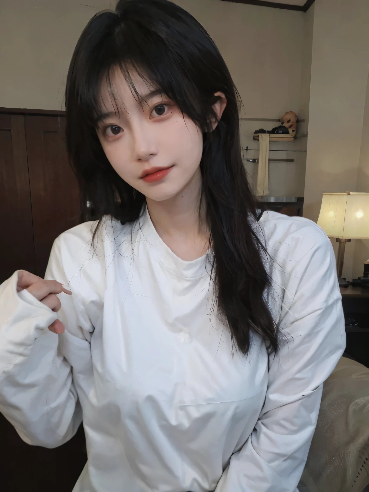 Best quality，masterpiece，Ultra-high resolution，（Photo Realism:1.4)，Girl，Sexy，cute，（shirt:1.2），（Big breasts:1.3)，（whole body：1.4）