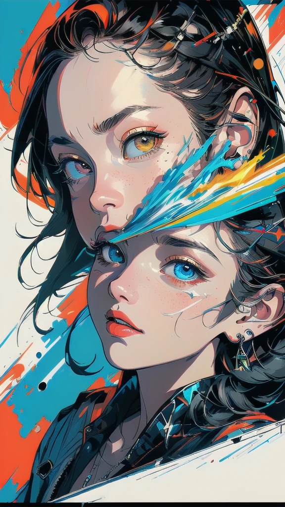 An anime style image of a young girl standing next to a horse with a bridle on it, close - up portrait shot, close-up portrait film still, inspired by Elsa Bleda, horse in background, close up portrait shot, detailed portrait shot