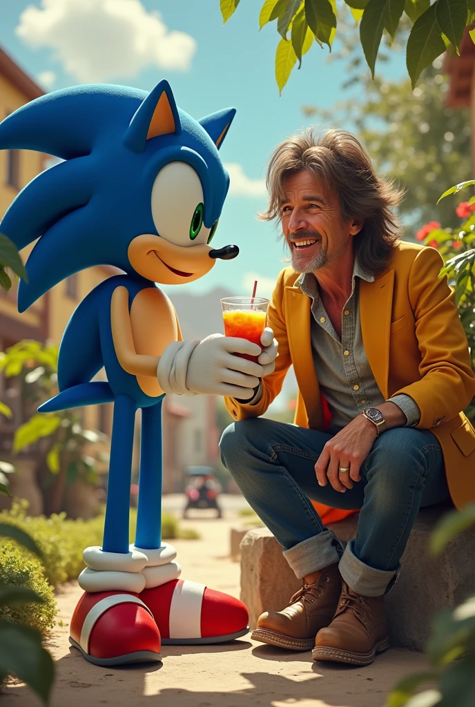 Sonic having lemonade with Mick Jagger
