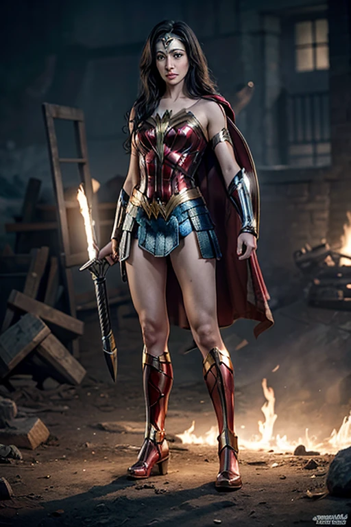 A picture of wonder woman with thor full body 
