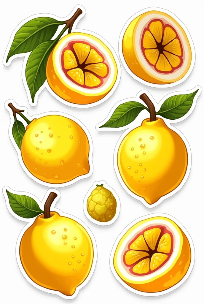 Yellow passion fruit sticker sheet 