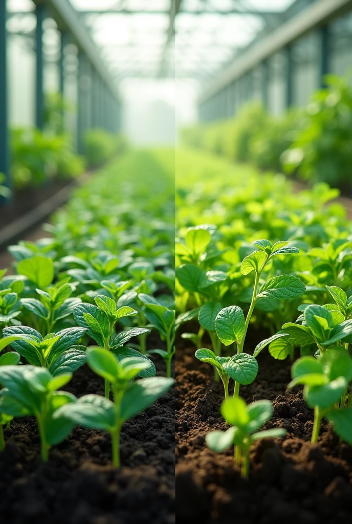 Comparison between plant growth in artificial green house and normal surrounding 