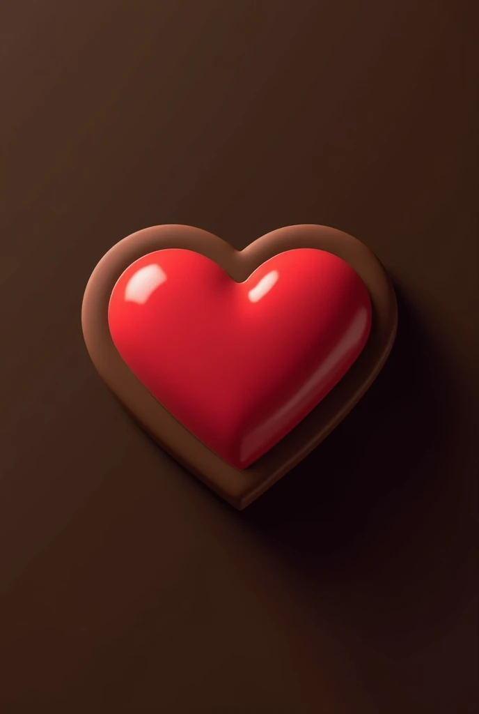 minimalist image of a chocolate brigadeiro with a heart in black and red colors