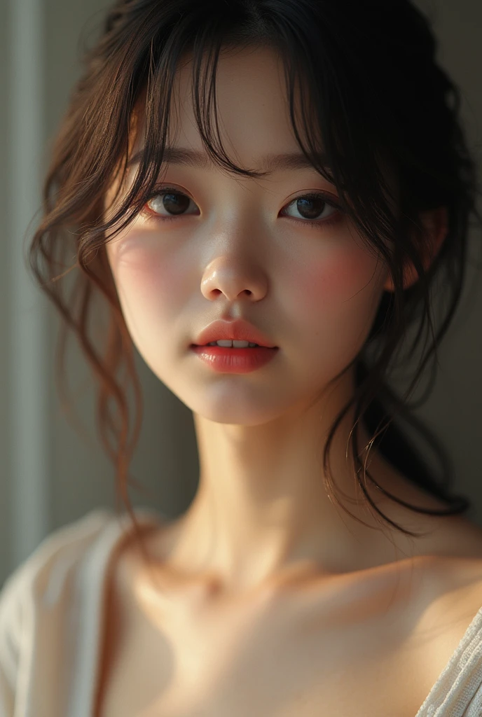 realistic photo, 19 year old japanese woman, kawaii, (completely naked, navel:1.3), detailed face and body, natural lighting, high resolution, photorealistic, (best quality,8k,highres,masterpiece:1.2),ultra-detailed,(realistic,photorealistic,photo-realistic:1.37),realistic skin texture,detailed eyes and lips,beautiful detailed face,long eyelashes,smooth skin,natural body shape, (fine face),