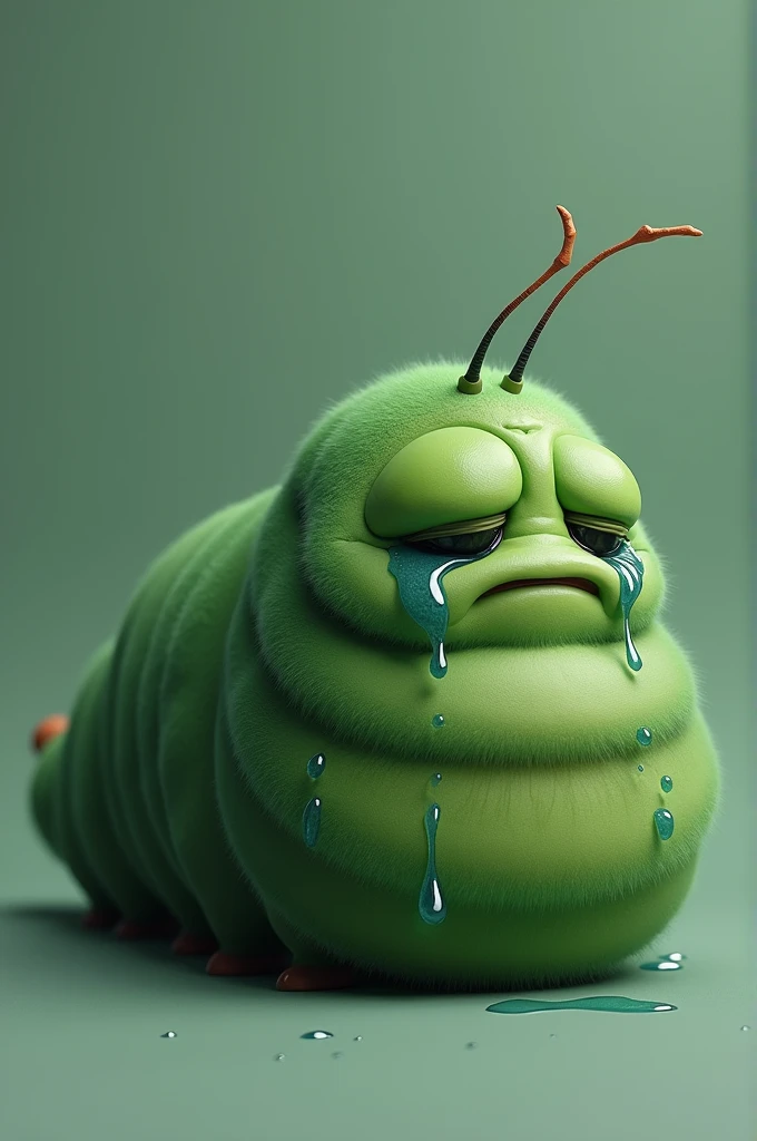 The fat green caterpillar cries.