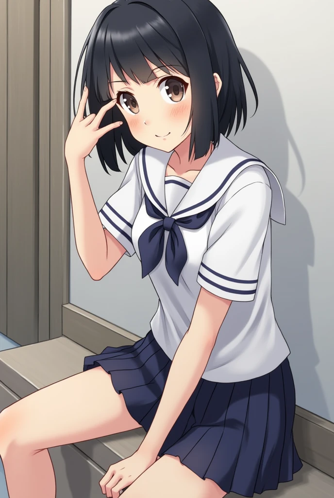 、high school girl、JK、Shortcuts、Short sleeve、uniform、Too much exposure
