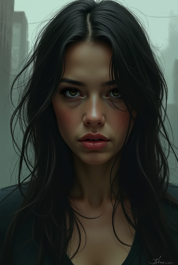 Create an image of a female person, inspired by the song The Grudge by Olivia Rodrigo,an american character