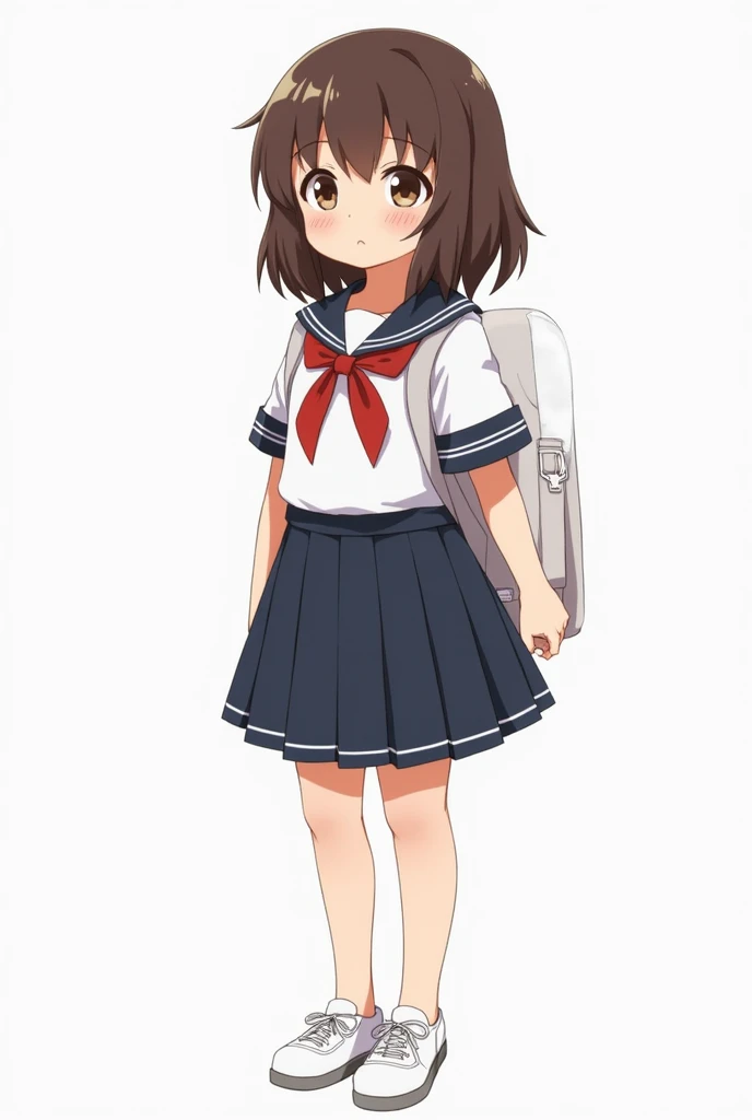 girl with scholar uniform and white sneakers
