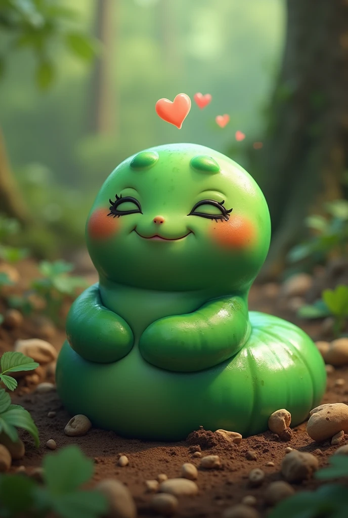 The fat green worm is in love