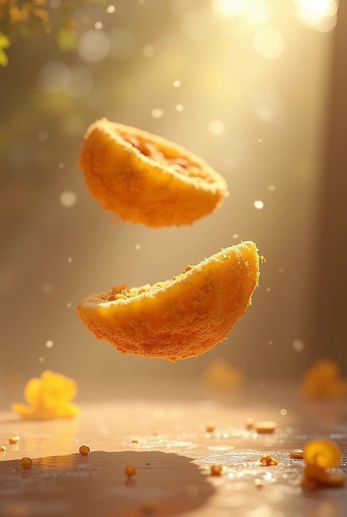 I want two patacones floating with their faces facing down
