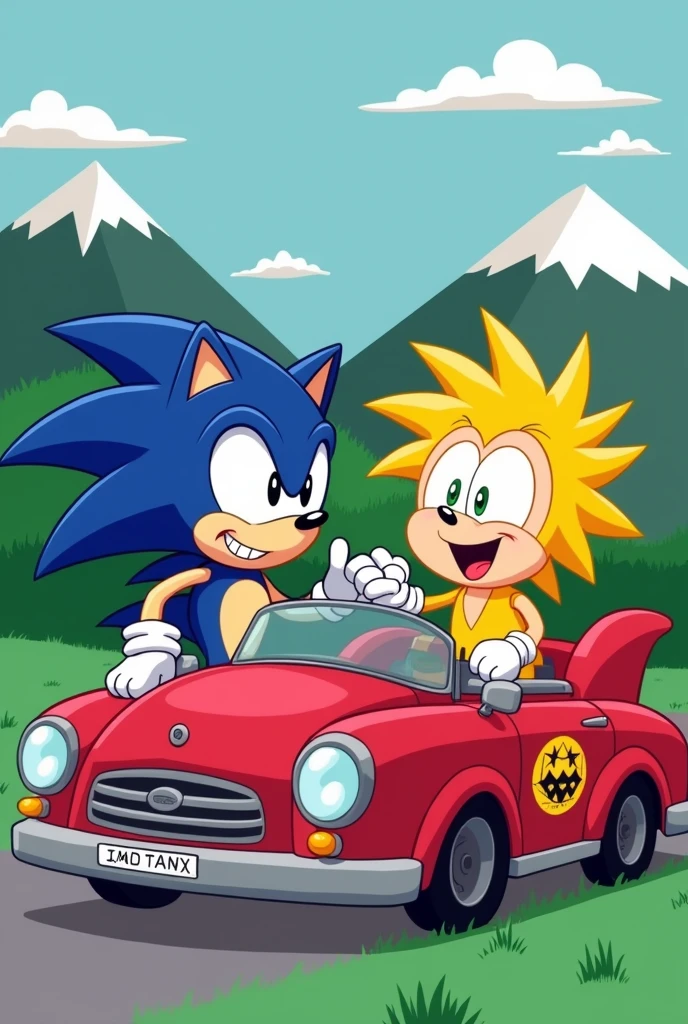 Sonic tomándose una limonada con Kenny McCormick de south park