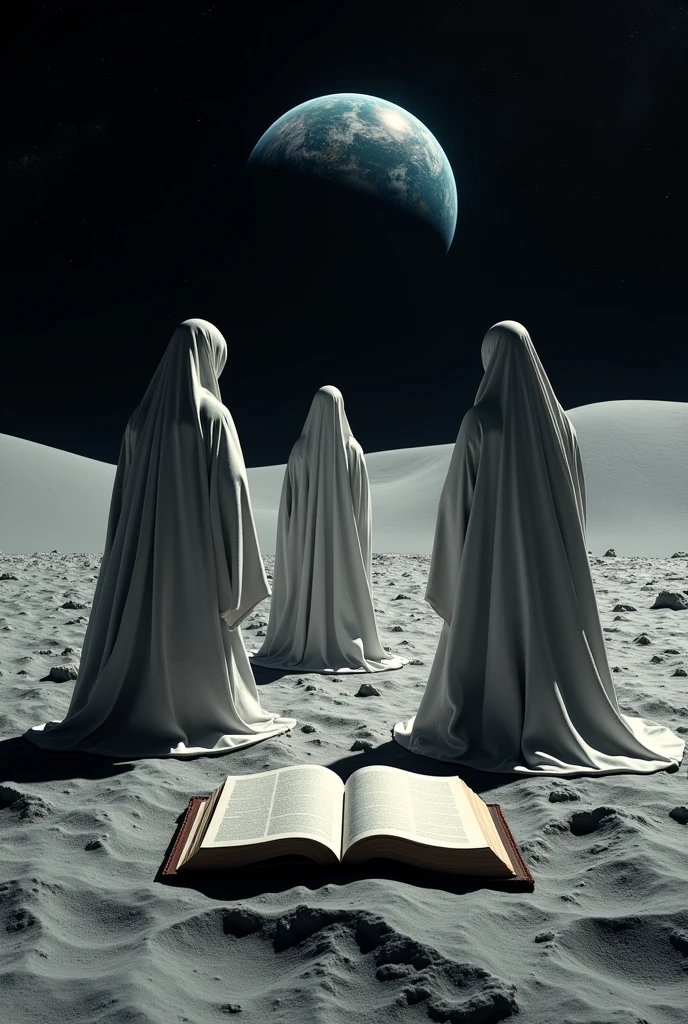 Christian Bible on the moon with long clothes
