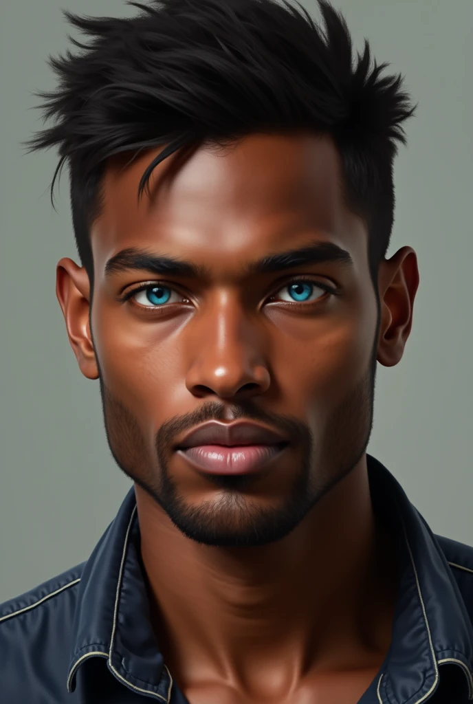 A handsome dark young man with blue eyes