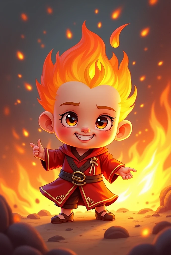 Chibi style fire mage