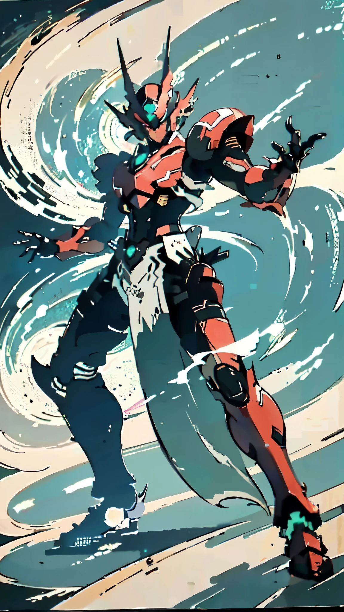 (masterpiece:1.5, best quality:1.5, extremely delicate:1.5, superhero pose:1.5), a man wearing a full-face helmet, a fantasy-style biotech armored combat suit, green eyes, (a composite layered chest armor), fully enclosed shoulder guards, matching arm and leg guards, belt of Neon circuit, (the color scheme is primarily black with green and red accents), the design balances heavy with agility, a high-tech bio-mecha armor, (Armor Concept Inspired by Bat, stand on the top of a skyscraper in a futuristic sci-fi city), this character embodies a finely crafted fantasy-surreal style armored hero in anime style, exquisite and mature manga art style, (element, plasma, energy, the armor glows), ((male:1.5)), metallic, high definition, highres, ultra-detailed, ultra-fine painting, professional, perfect body proportions, golden ratio, anatomically correct, symmetrical face, extremely detailed eyes and face, high quality eyes, creativity, RAW photo, UHD, 32k, Natural light, cinematic lighting, masterpiece-anatomy-perfect