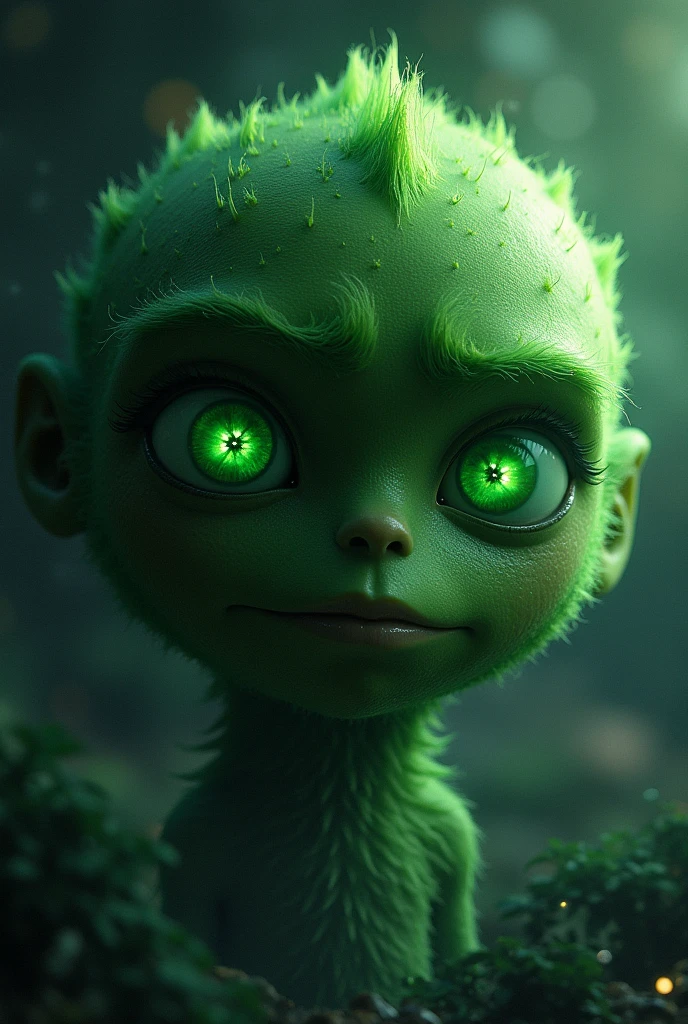 green giant with green eyes in space
