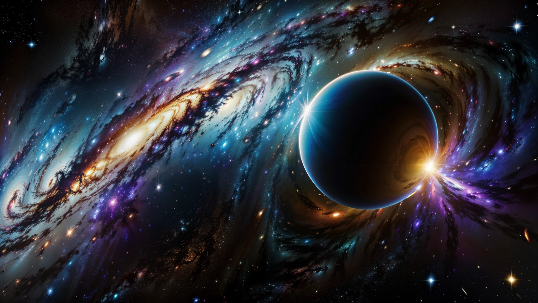 8k, ultra resolution, (((realistic photo))), (((realistic photo))), Artistic representation of chaos and tranquility, the explosion of a galaxy, in the middle of infinite space 32K UHD