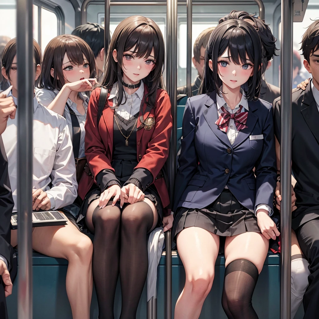 Dirty pervert, Bitch, Inside the train, Being touched by men, Girls&#39; High School Uniform