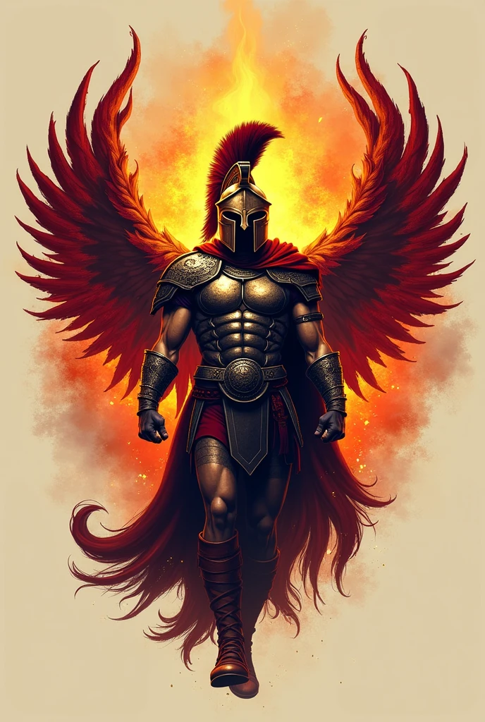 Create a logo with the WAA CREW brand with a Spartan and a Phoenix theme.