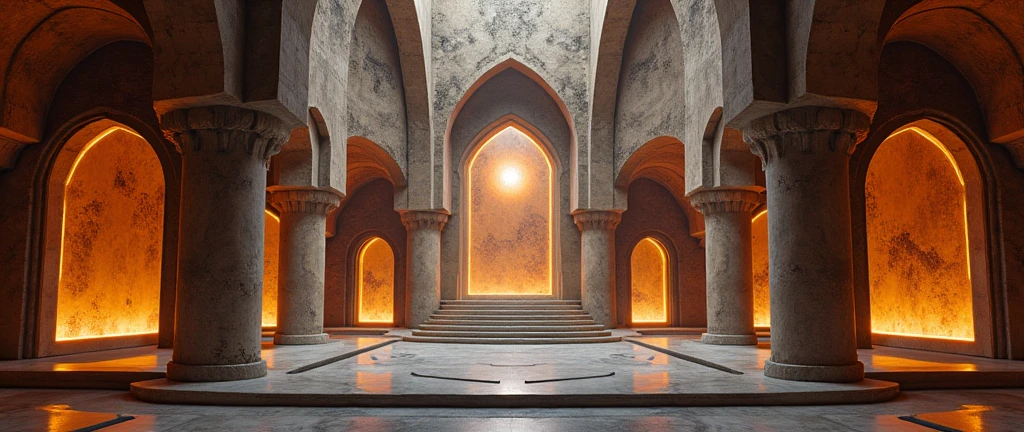 futuristic castle interior, Interstellar. 8k, aurora burreal, extraterrestrial, gold on the wall