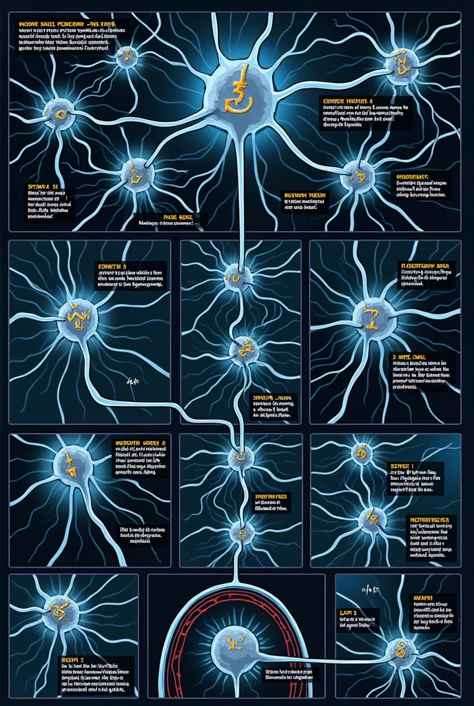 Create a comic that explains the process of the neuron's nerve impulse