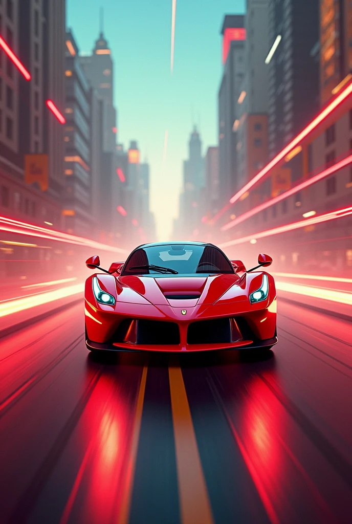 create a race between ferrar laferrari color red, oldtimer, bright, colorful pictures in a photo album, design by retrofutur2, Studio lighting, Volumetric lighting, god rays, CarHelper, PhotoHelper, Perfect composition