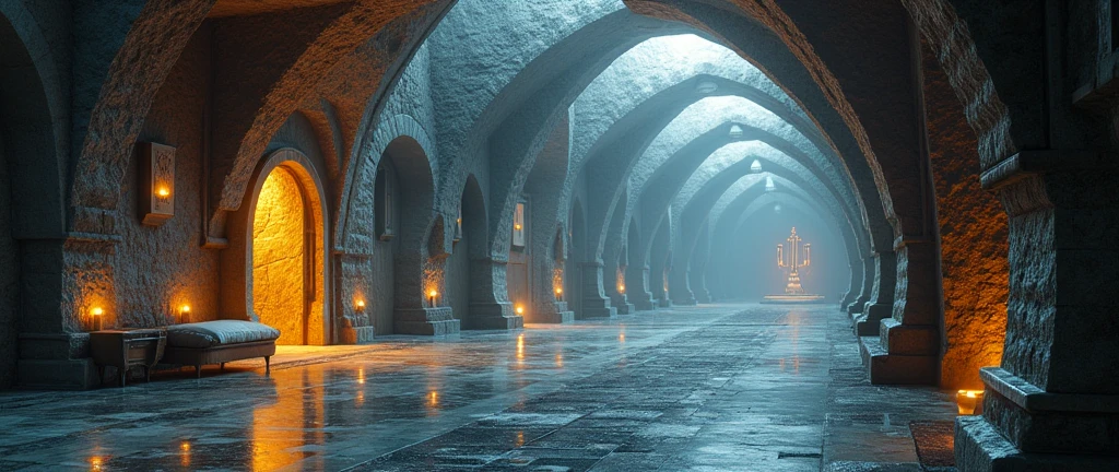 futuristic castle interior, Interstellar. 8k, aurora burreal, extraterrestrial, gold on the wall