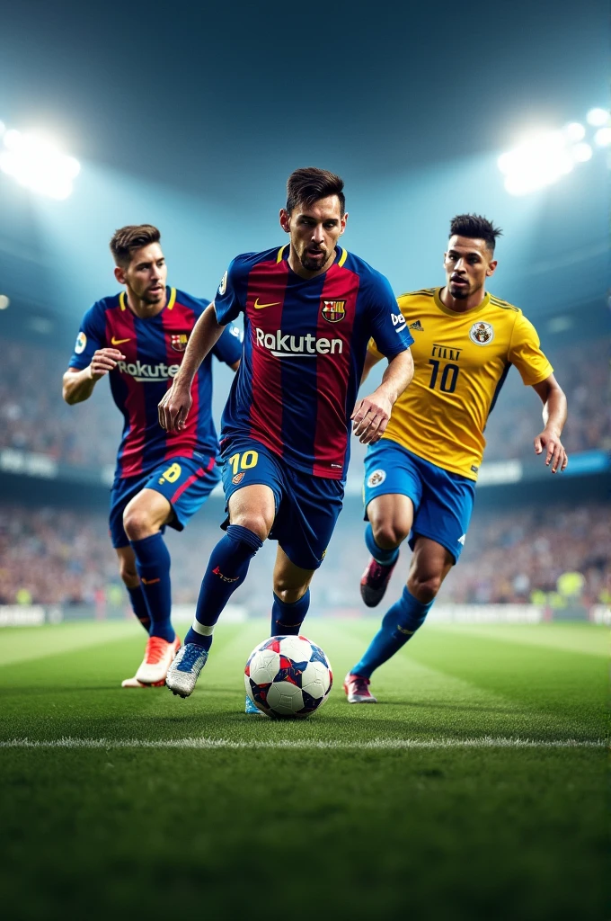 Create me a Messi wallpaper, Yamal and Neymar together