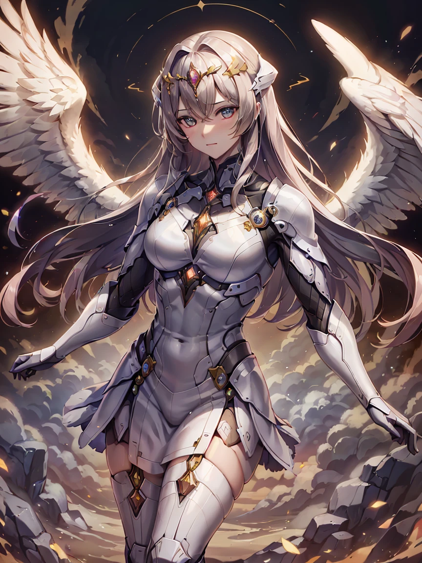 Create a stunningly beautiful girl based on the Pokémon Solgaleo, with a celestial and majestic presence. She has a regal and ethereal appearance, with long, flowing hair that resembles the golden, radiant mane of Solgaleo. Her hair is adorned with star-like patterns and glows with a soft, warm light. Her eyes are sharp and piercing, reflecting the intense, otherworldly energy of Solgaleo. She wears a sleek, futuristic outfit that combines elements of both regal armor and elegant fashion, featuring metallic and solar motifs. The background is a cosmic scene with a radiant sun and shimmering stars, emphasizing her celestial and powerful aura. The overall image captures her beauty, grace, and the majestic energy of the sun