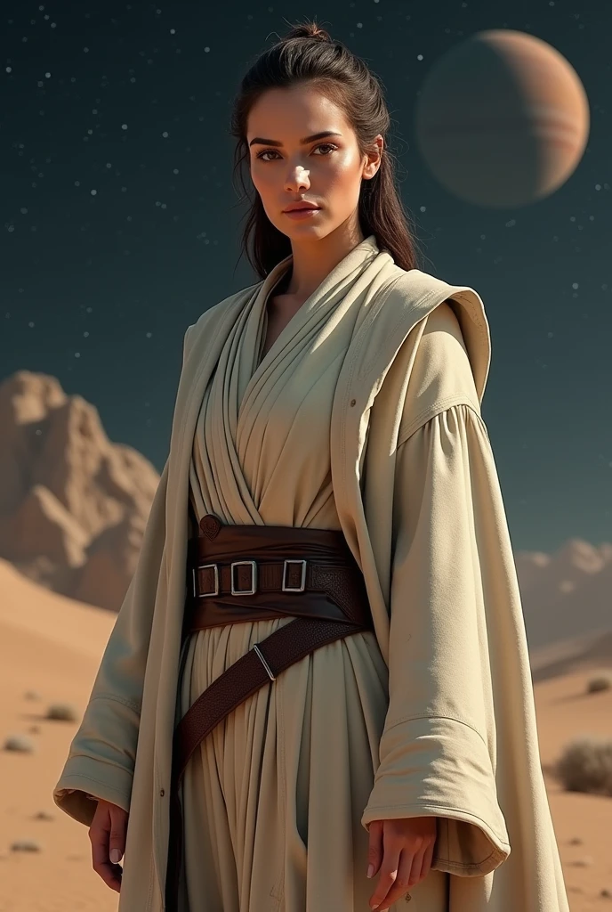 Emilia Clarke dressed as a Jedi