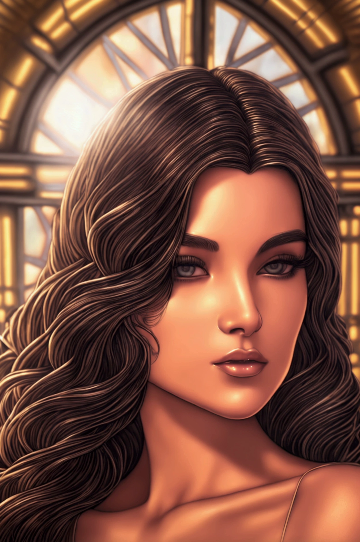 beautiful detailed eyes, beautiful detailed lips, extremely detailed eyes and face, long eyelashes, 1girl, solo, breasts, nude, large buttocks, sexy gaze, photorealistic, 8k, high quality, detailed, hyper realistic, masterpiece, art by artgerm and greg rutkowski and alphonse mucha, cinematic lighting, dramatic shadows, vibrant colors, intricate details