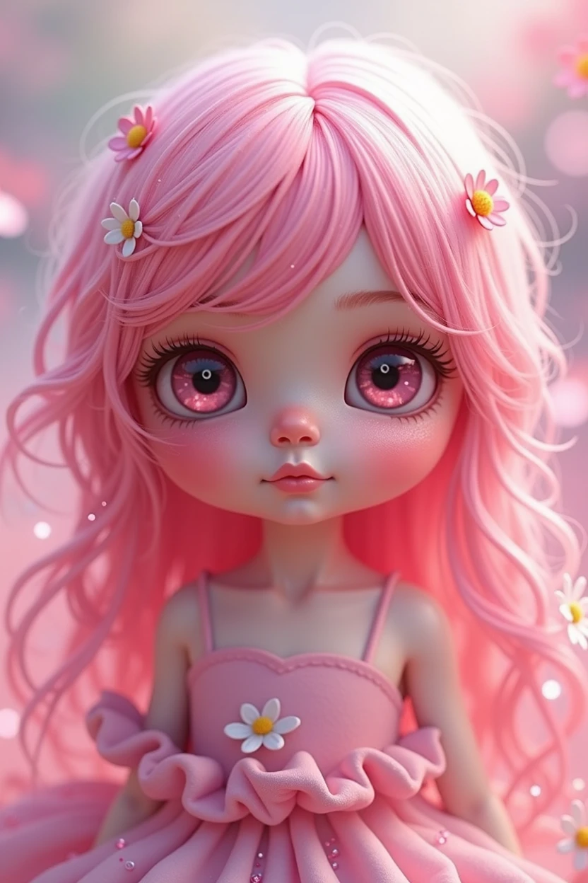 Pink fishtail,Pink Hair,Pink Eyes,Children are cute