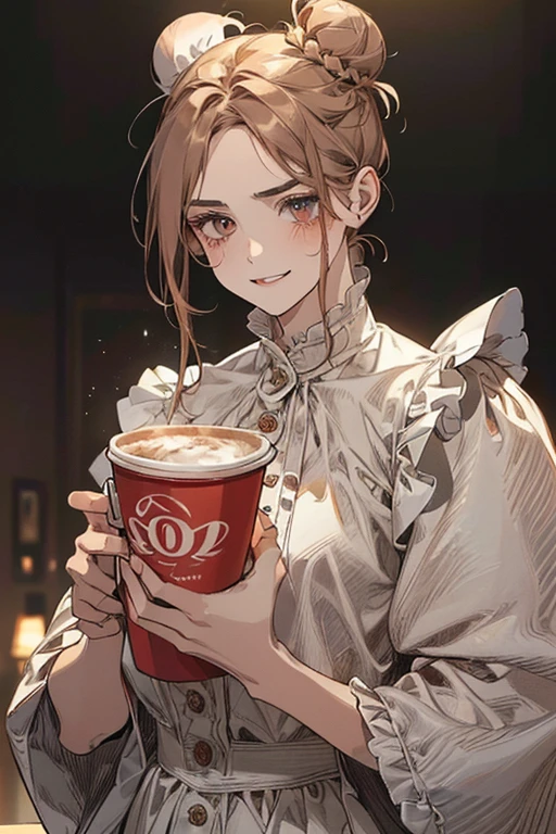 (tabletop, digitl art, digital illustration, 4K, 8k, ultra detali, Beautiful picture, Clear image, photorrealistic, raw-photo, face perfect, perfect lines, perfects eyes, soft lighting) 1womanl, (Light brown bun hair,Bun hair,innocent looking,droopy eyebrows,droopy eyes,com rosto redondo,round jaws、innocence,cute,eye large,Make-up natural,smile gently,Cup E,23 are romances:1.3),Two handsome men in suits, (ten mens,Men in suit,very muscular,Firm shoulder width,adult man,Boy&#39;s hairstyle,Man in his 30s with a cool expression,28 year old man with bright smile:1.2),Old furniture,Antique Staples,Antique chair,lustres,crystal glass,luxury,fantastic light,Marble fireplace,(embarrassed from,shy smile,Bouquet of red roses:1.2),Antique sofa,Leather sofa,the kiss、kiss、um casal、couple kissing、Romance、single、doress