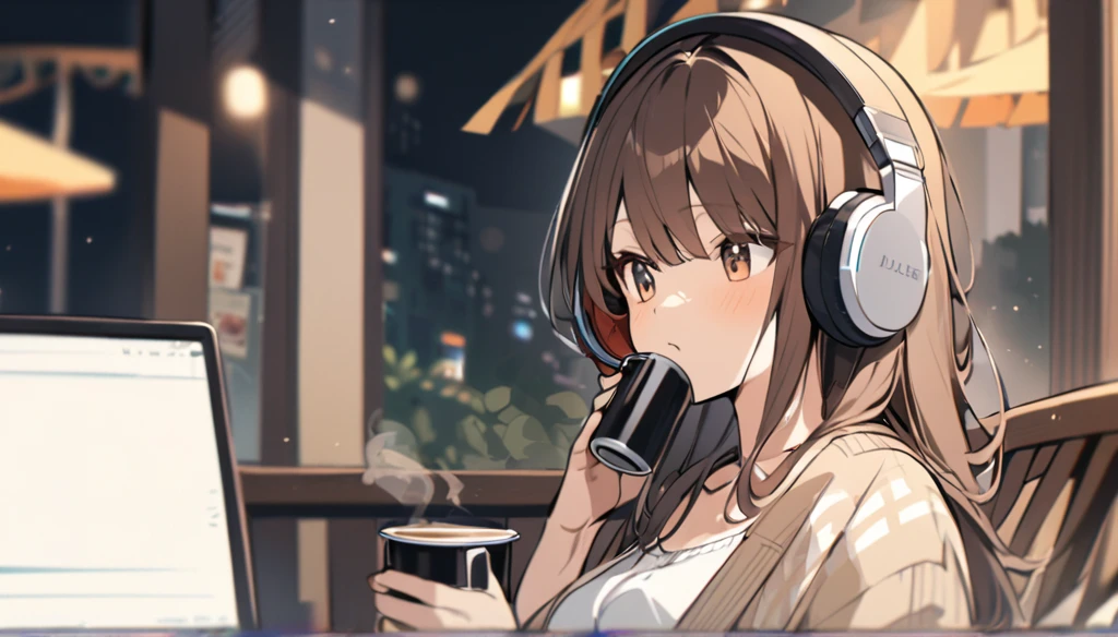 (extremely detailed fine touch:1.3), (((semi-rimless round eyewear:1.3))), (headphone:1.2), short hair, blunt bangs, 1girl, solo, bare arms, drunk,indian style, drooling, glow eyes, holding one hand One sho bottle, holding one hand glass cup, on cushion, tatami room,