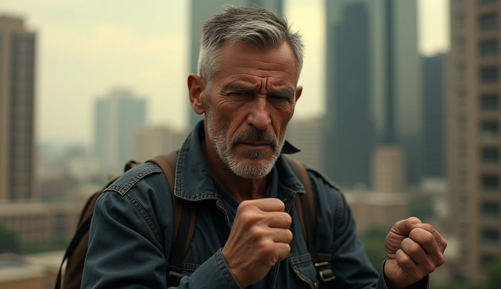 A man is struggling to realize his dream, an aesthetic background image like a Hollywood movie image.