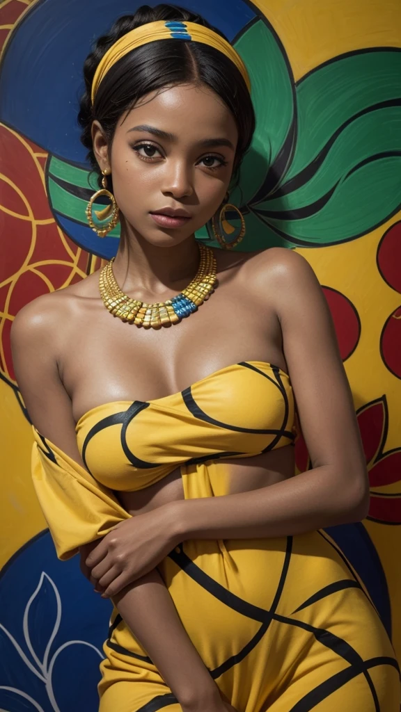 create an artistic composition of an African woman in the Matisse style of art