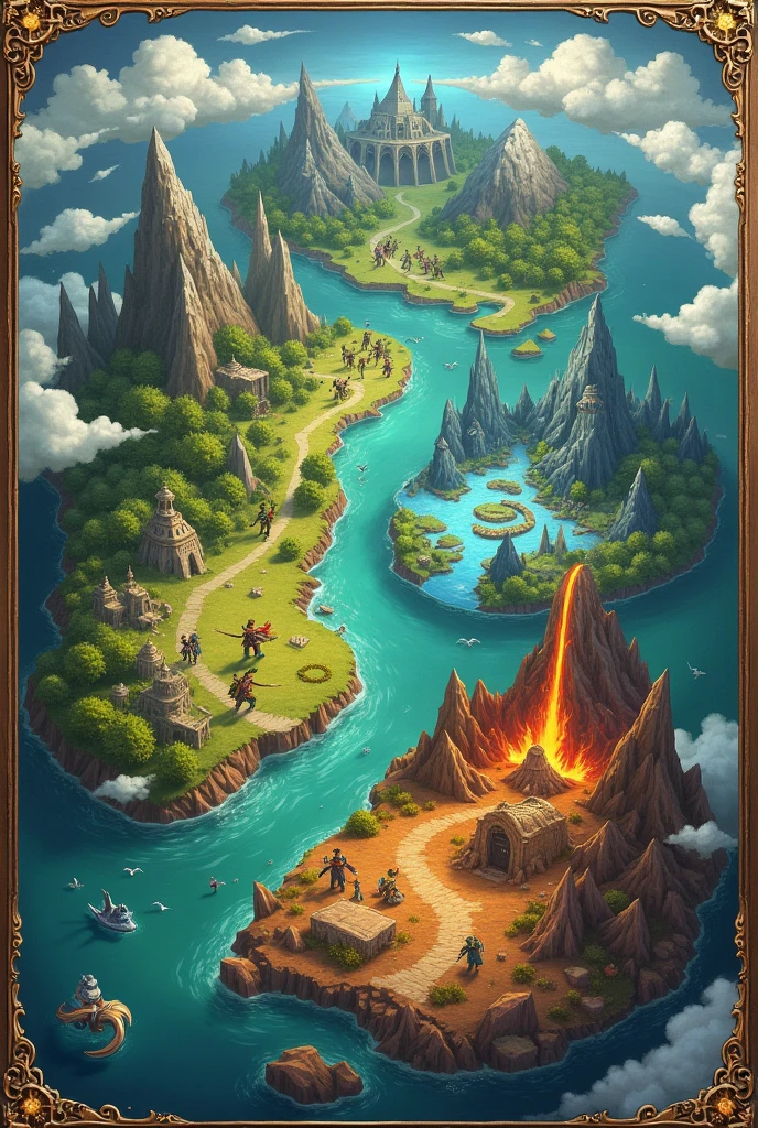 Fantasy map, there's four countries, the countries name is Verdant Veil, Enchanted Heaven, Moonshade Isle and Emberfall.