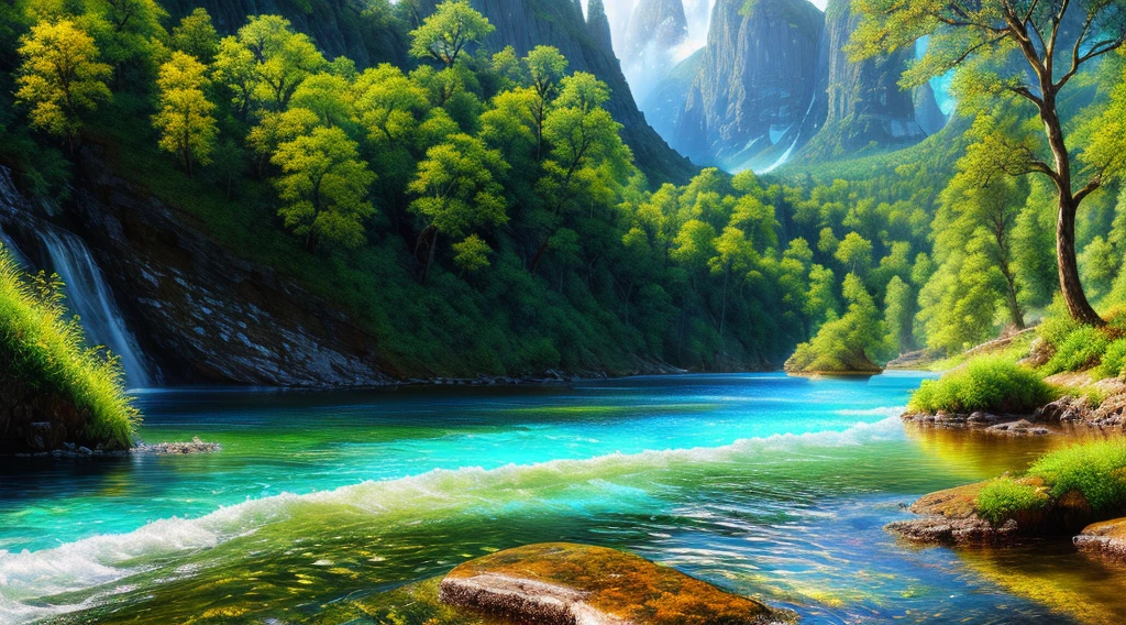 landscape, water (extremely detailed CG unity 8k wallpaper), the most beautiful artwork in the world, professional majestic oil painting, intricate, high detail, sharp focus, dramatic, photorealistic painting 32K UHD