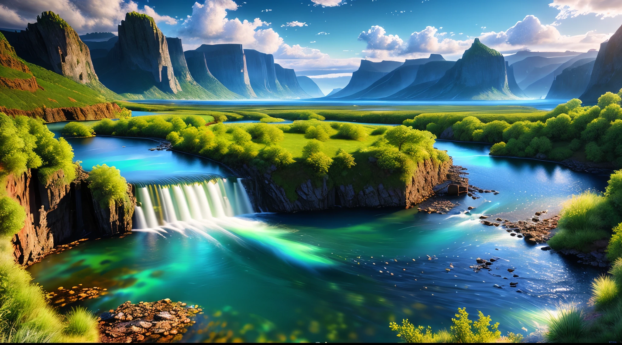 landscape, water (extremely detailed CG unity 8k wallpaper), the most beautiful artwork in the world, professional majestic oil painting, intricate, high detail, sharp focus, dramatic, photorealistic painting 32K UHD