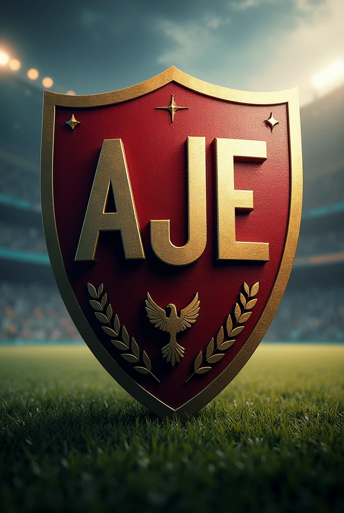CREATE A FOOTBALL SHIELD WITH AJE WRITTEN ON IT