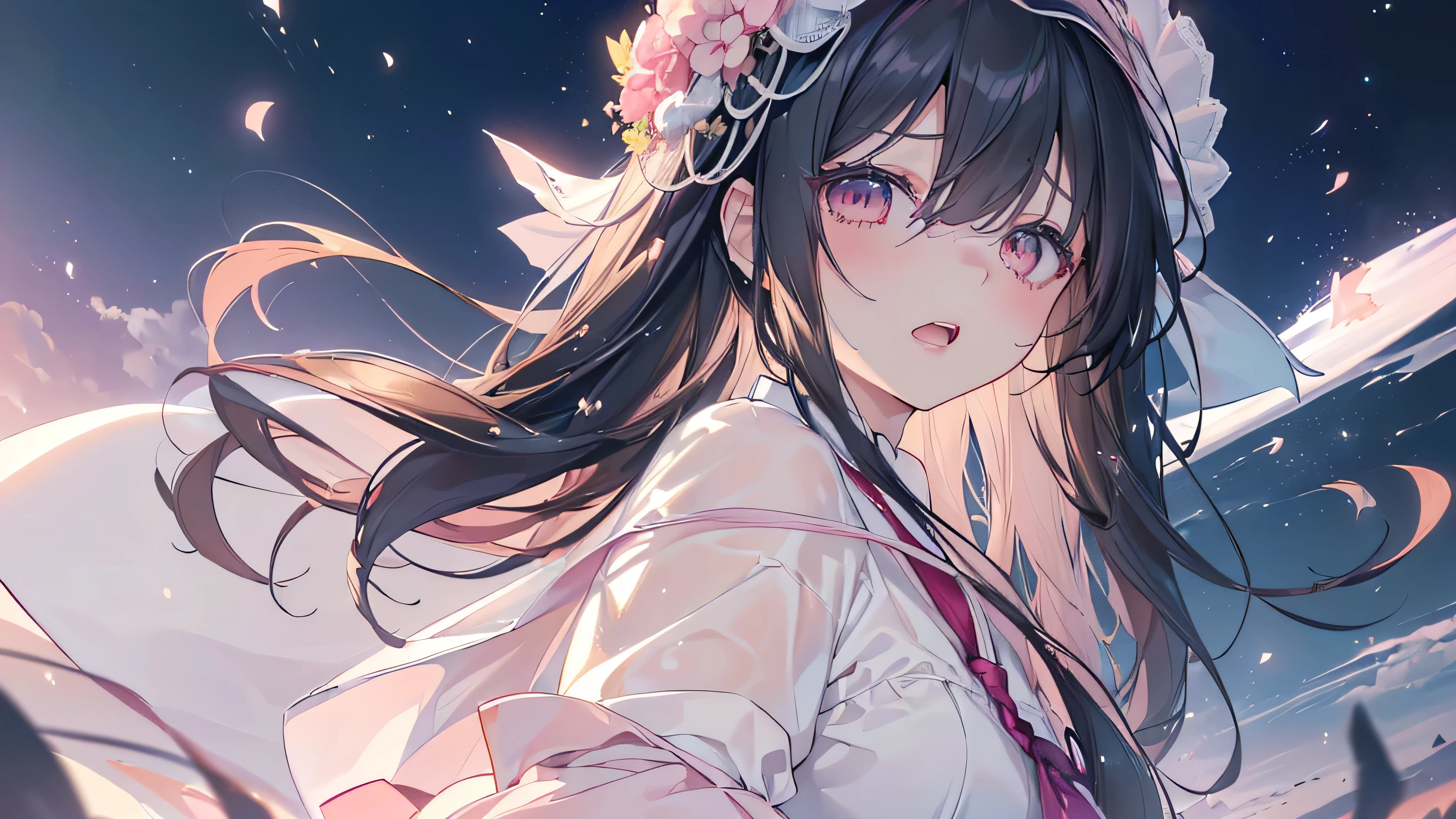 (Great impact,profile,), ((Beautiful eyes,Highest qualityの目)), (((Serious,Scream,Angle from below,Black Hair,))), (((Highest quality、masterpiece、Ultra-fine、Ultra-fine、Exquisite、16K、Full HD,high school girl))) 、Long eyelashes、White skin、(thin and long)、 ((cute)) ((one person), (epic proportion,）、(Pale pink lips、Pale pink cheeks、thin and long)、Dynamic lighting,（Let the screams of your heart resonate, speak your true feelings out loud, don&#39;t worry about what others think, express your emotions as they are, a fresh wind will blow through your heart, and you&#39;ll take a new step forward.）
