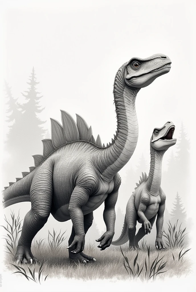create a drawing that has dinosaurs