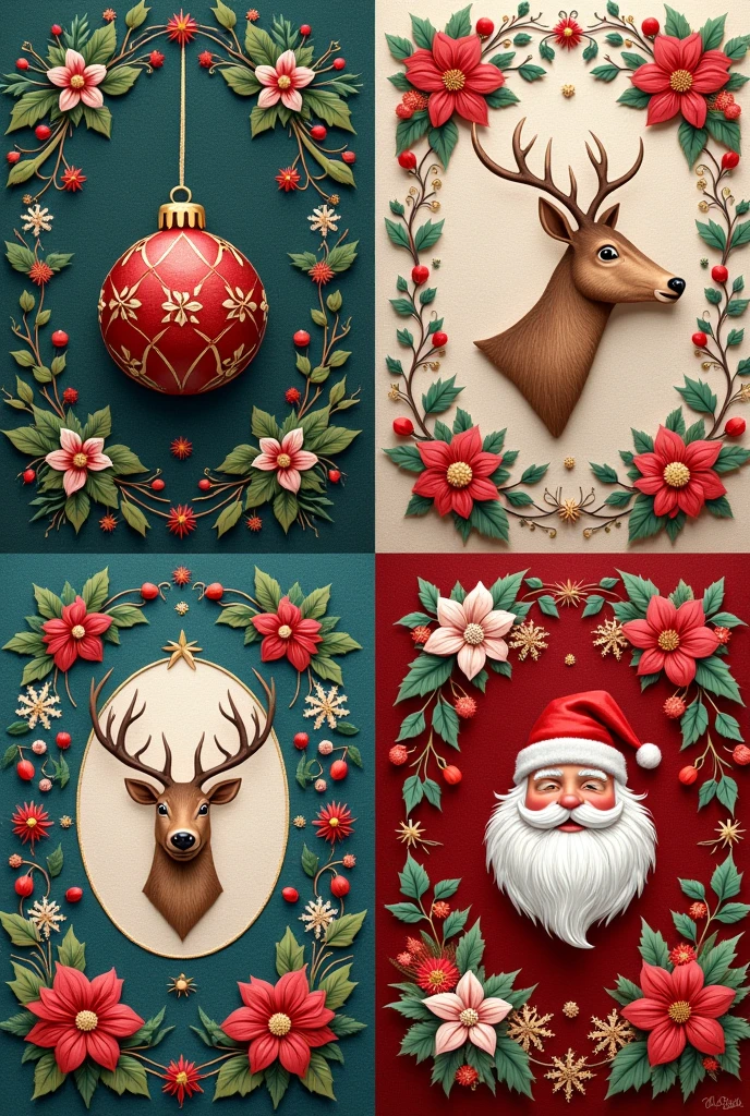 Collection of 4 images about Christmas embroidery pattern style