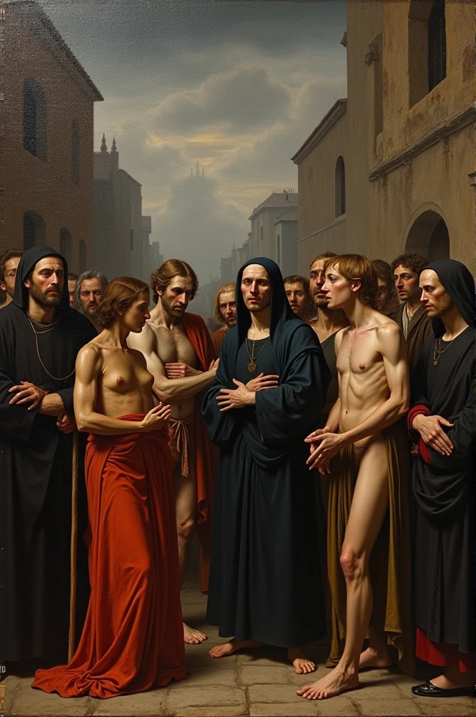Create a Renaissance-style painting about the Black Plague