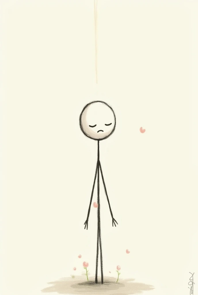 Drawing of stick man with a calm and tranquil expression