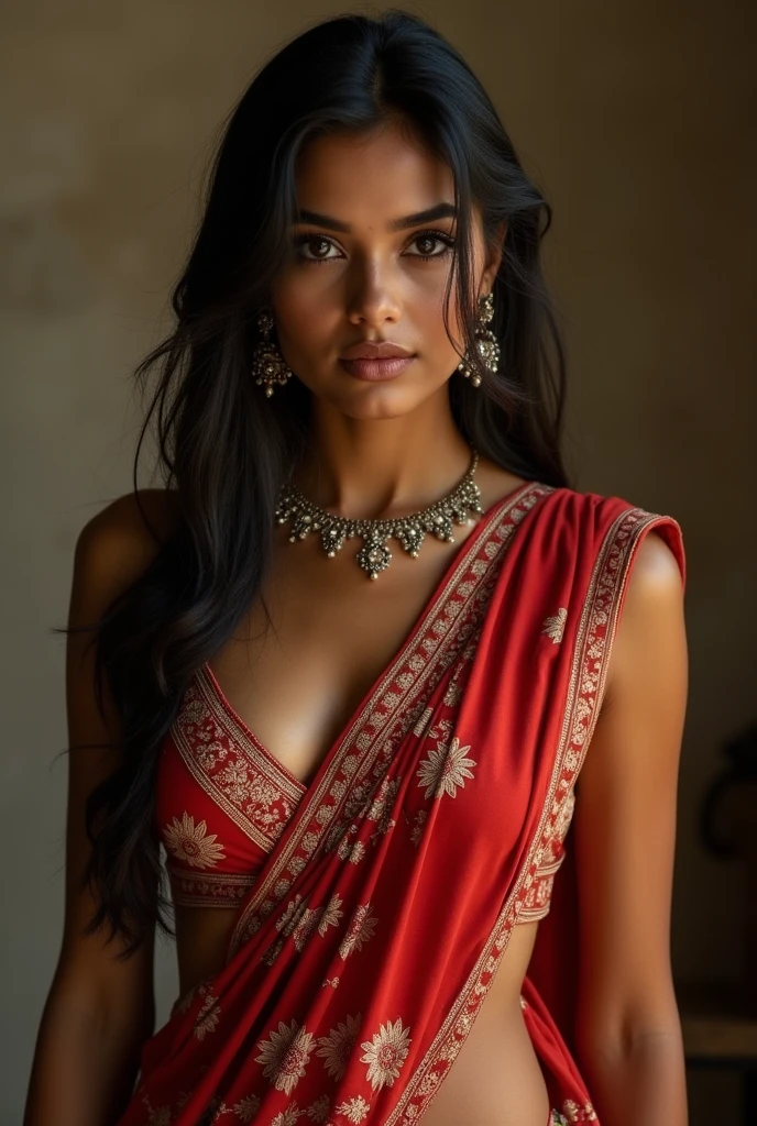 Hot Indian girl dark complexion in traditional dress with big breast and hot labia