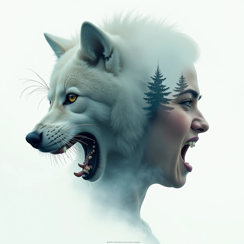 Conceptual art. Double exposure collage. 16K. UHD. high quality, photorealism. Splashes. Fog.
Jack London. White Fang.
Science fiction. Stunning full color design, sharp focus, studio shot, intricate details, high detail, detailed anatomy. Hyperrealism.
